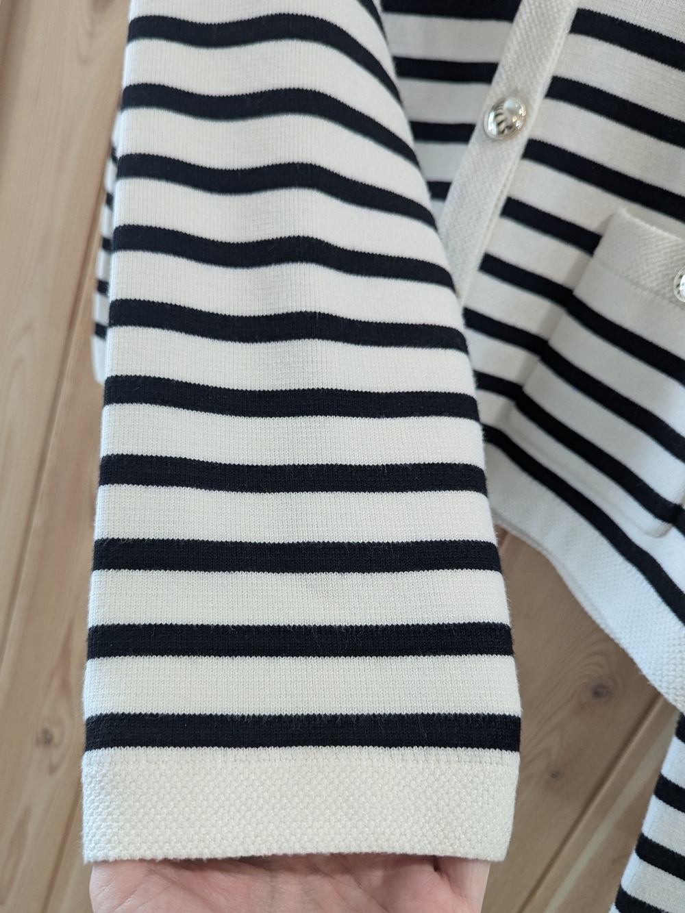 Dynamite Black White Striped Knit Cardigan Sweater - Picture 6 of 8